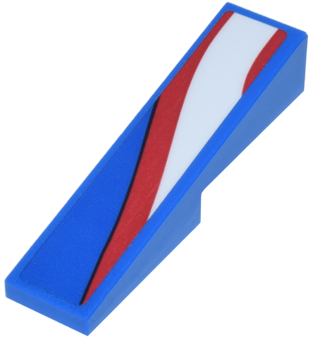 Slope 14 4 x 1 with White Panel and Curved Red Lines Pattern Model Left Side (Sticker) - Set 77246