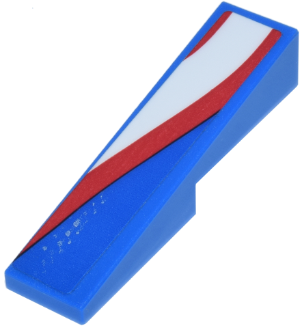 Slope 14 4 x 1 with White Panel and Curved Red Lines Pattern Model Right Side (Sticker) - Set 77246