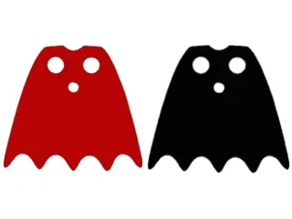 Minifigure Cape Cloth, Scalloped 5 Points (Batman) - Traditional Starched Fabric with Red and Black Sides
