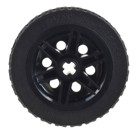 Wheel 30mm D. x 14mm with Black Tire 43.2 x 14 Solid (56904 / 30699)