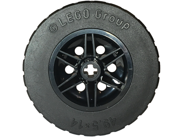 Wheel 30mm D. x 14mm with Black Tire 49.5 x 14 (56904 / 70490)