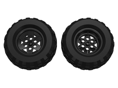 Wheel 43.2mm D. x 26mm Technic Racing Small, 6 Pin Holes with Black Tire 81.6 x 38 R Balloon (56908 / 45982)