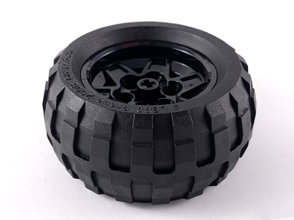 Wheel 43.2mm D. x 26mm Technic Racing Small, 6 Pin Holes with Black Tire 68.7 x 34 R (56908 / 61480)