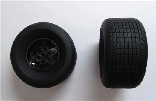 Wheel 43.2mm D. x 26mm Technic Racing Small, 6 Pin Holes with Black Tire 81.6 x 44 R (56908 / 18450)