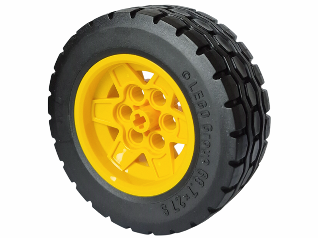 Wheel 43.2mm D. x 26mm Technic Racing Small, 6 Pin Holes with Black Tire 68.7 x 27 S (56908 / 52985)