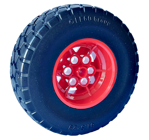 Wheel 43.2mm D. x 26mm Technic Racing Small, 6 Pin Holes with Black Tire 81.5 x 29 (56908 / 2491)