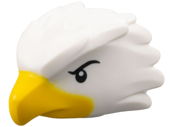 Minifigure, Head, Modified Bird (Eagle) with Black Eyes and Eyebrows, Yellow Beak Pattern