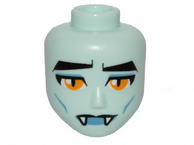 Mini Doll, Head Friends Male Large with Yellow Eyes, Black Eyebrows, Medium Blue Lips, Fangs and Frown Pattern (Balthazar)