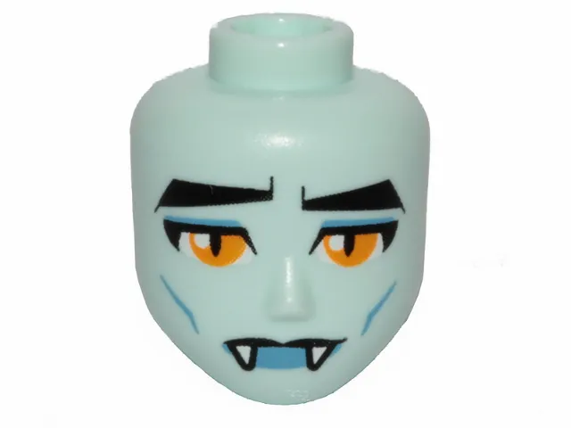 Mini Doll, Head Friends Male Large with Yellow Eyes, Black Eyebrows, Medium Blue Lips, Fangs and Frown Pattern (Balthazar)