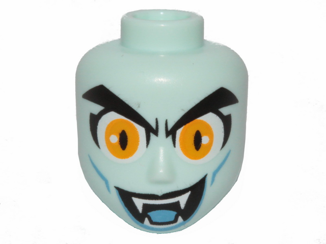 Mini Doll, Head Friends Male Large with Yellow Wide Eyes, Black Eyebrows, Fangs and Open Mouth with Tongue Pattern (Balthazar)