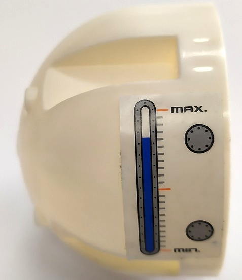 Brick, Round 7 x 7 x 4 Dome Top with Black 'MAX', 'MIN', Filler Caps and Water Level Window Pattern Model Right Side (Sticker) - Set 7649