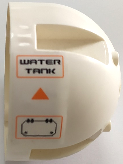 Brick, Round 7 x 7 x 4 Dome Top with Black 'WATER TANK', Hatch and Orange Triangle Pattern Model Right Side (Sticker) - Set 7649