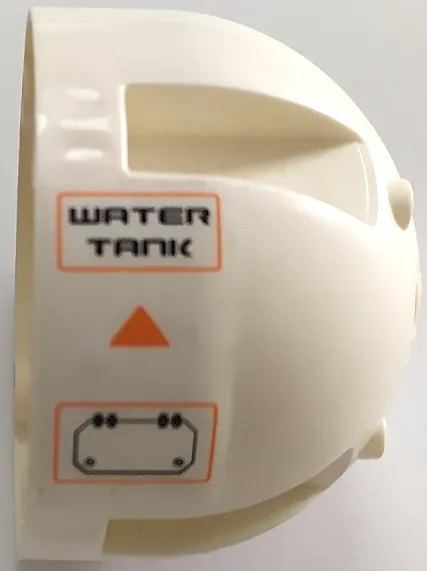 Brick, Round 7 x 7 x 4 Dome Top with Black 'WATER TANK', Hatch and Orange Triangle Pattern Model Right Side (Sticker) - Set 7649