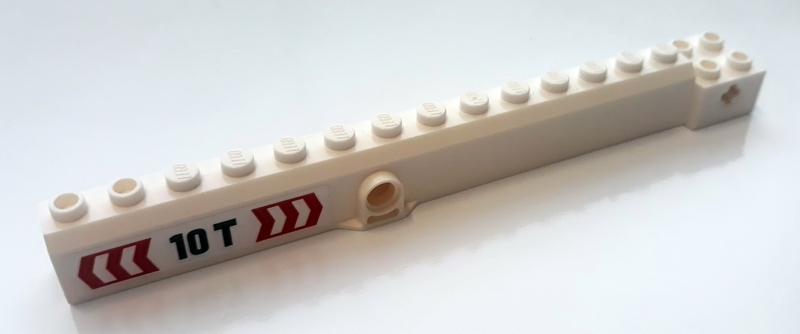 Crane Arm Outside, Wide with Pin Hole at Mid-Point with Black '10T' and Red and White Arrows Pattern on Both Sides (Stickers) - Set 60233