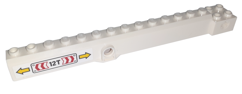 Crane Arm Outside, Wide with Pin Hole at Mid-Point with Black '12T' and Red, White And Yellow Arrows Pattern on Both Sides (Stickers) - Set 60198