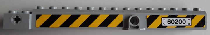Crane Arm Outside, Wide with Pin Hole at Mid-Point with Black '60200' and Black and Yellow Danger Stripes Pattern on Both Sides (Stickers) - Set 60200
