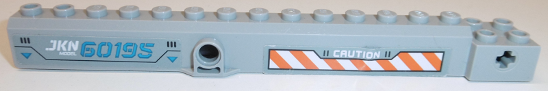 Crane Arm Outside, Wide with Pin Hole at Mid-Point with 'JKN MODEL 60195', 'CAUTION', Orange and White Danger Stripes Pattern on Both Sides (Stickers) - Set 60195