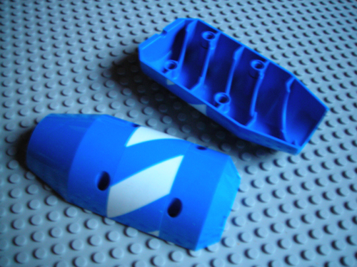 Vehicle, Tipper Drum 3 x 6 x 10 Half with 4 Pin Holes with Blue and White Stripes Pattern (Sticker) - Set 7990