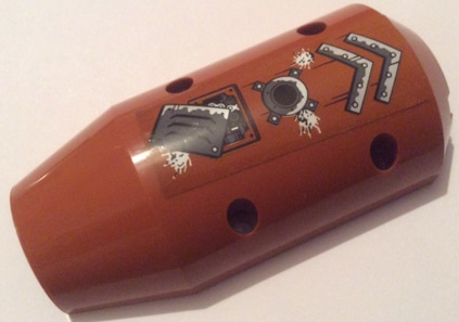 Vehicle, Tipper Drum 3 x 6 x 10 Half with 4 Pin Holes with Metal Plates with Rivets and Exploding Air Vent Pattern Model Left Side (Sticker) - Set 70605