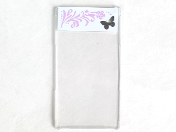 Glass for Window 1 x 4 x 6 with Silver Butterfly, Bright Pink Flower and Leaves on White Background Pattern Model Left Side (Sticker) - Set 3187