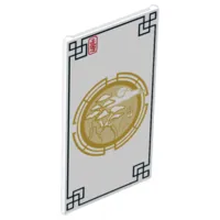 Glass for Window 1 x 4 x 6 with Asian Style Black Border and Gold Mountain with Trees Pattern