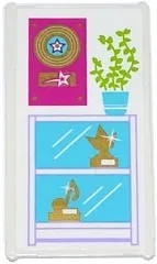 Glass for Window 1 x 4 x 6 with Gold Vinyl Record on Plaque, Plant and Trophy Cabinet Pattern (Sticker) - Set 41103