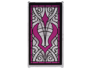 Glass for Window 1 x 4 x 6 with Stained Glass Window with Magenta Curved Shadow Symbol Pattern (Sticker) - Set 41179