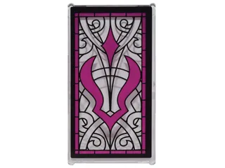 Glass for Window 1 x 4 x 6 with Stained Glass Window with Magenta Curved Shadow Symbol Pattern (Sticker) - Set 41179