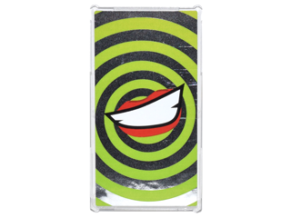 Glass for Window 1 x 4 x 6 with Lime Swirls and Lopsided Open Mouth Smile with Teeth and Red Lips on Silver Mirrored Background Pattern (Sticker) - Set 76035