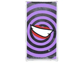 Glass for Window 1 x 4 x 6 with Medium Lavender Swirls and Lopsided Open Mouth Smile with Teeth and Red Lips on Silver Mirrored Background Pattern (Sticker) - Set 76035
