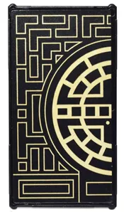 Glass for Window 1 x 4 x 6 with Gold Geometric Design with Half Circle Pattern Model Left Side (Sticker) - Set 71242