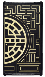 Glass for Window 1 x 4 x 6 with Gold Geometric Design with Half Circle Pattern Model Right Side (Sticker) - Set 71242