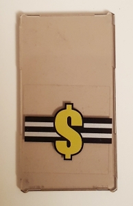 Glass for Window 1 x 4 x 6 with Yellow Dollar Sign on Black and White Stripes Pattern (Sticker) - Set 6864