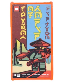 Glass for Window 1 x 4 x 6 with Movie Poster with Ninjago Logogram 'SHADOW OF RONIN' and 'NINJAGO', Minifigure, and Mountains Pattern (Sticker) - Set 70620