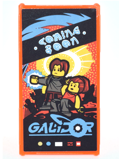 Glass for Window 1 x 4 x 6 with Movie Poster with Blue 'GALIDOR', 'COMING SOON' and 2 Minifigures Pattern (Sticker) - Set 70620