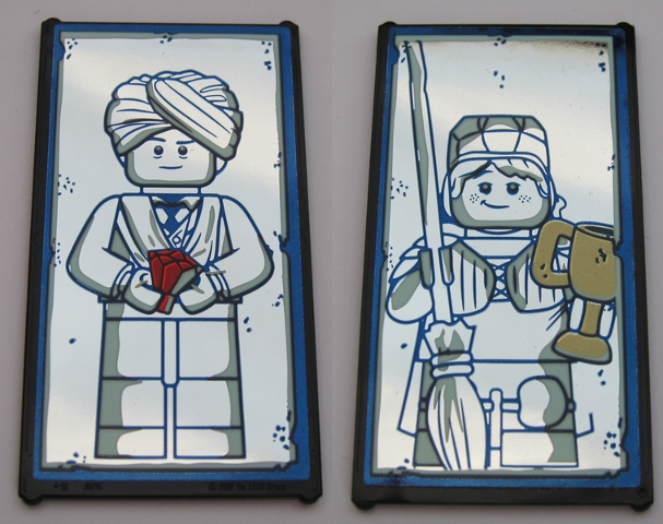 Glass for Window 1 x 4 x 6 with Mirrored Quirinus Quirrell / Ron Weasley Pattern (Stickers) - Set 75954