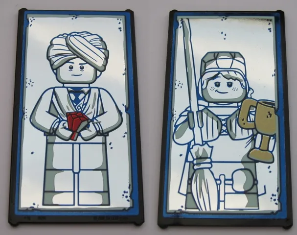 Glass for Window 1 x 4 x 6 with Mirrored Quirinus Quirrell / Ron Weasley Pattern (Stickers) - Set 75954