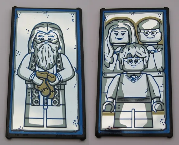 Glass for Window 1 x 4 x 6 with Mirrored Albus Dumbledore / Harry Potter with Parents Pattern (Stickers) - Set 75954
