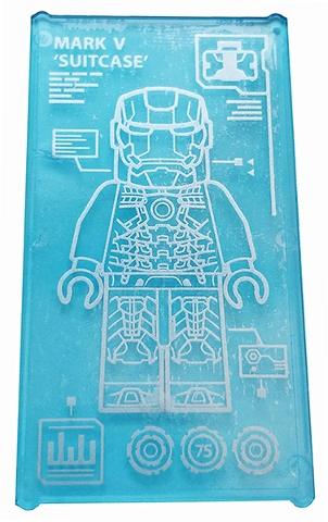Glass for Window 1 x 4 x 6 with Iron Man Armor 'MARK V SUITCASE' Pattern (Sticker) - Set 76125