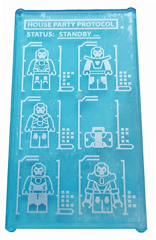 Glass for Window 1 x 4 x 6 with Iron Man Armors 'HOUSE PARTY PROTOCOL STATUS: STANDBY...' Pattern (Sticker) - Set 76125