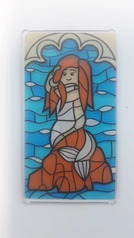 Glass for Window 1 x 4 x 6 with Stained Glass Mermaid Sitting on Rock Pattern (Sticker) - Set 75948
