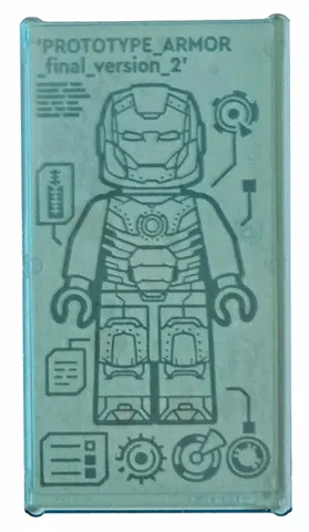 Glass for Window 1 x 4 x 6 with Iron Man Armor 'PROTOTYPE_ARMOR _final_version_2' Pattern (Sticker) - Set 76167