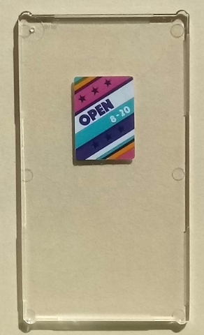 Glass for Window 1 x 4 x 6 with 'OPEN 8-20' on Stripes with Stars Background Pattern (Sticker) - Set 41312