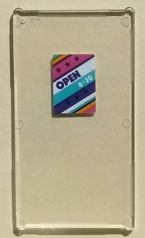 Glass for Window 1 x 4 x 6 with 'OPEN 8-20' on Stripes with Stars Background Pattern (Sticker) - Set 41312