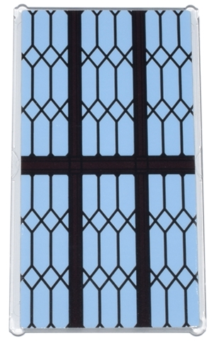 Glass for Window 1 x 4 x 6 with Bright Light Blue Leaded Panes and Dark Brown Wood Frame Pattern (Sticker) - Set 76385
