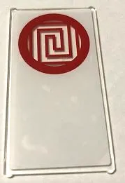 Glass for Window 1 x 4 x 6 with Red Circle and Geometric Frame on Translucent White Background Pattern (Sticker) - Set 70670