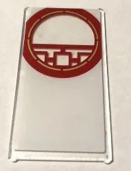 Glass for Window 1 x 4 x 6 with Red and Gold Circle and Geometric Frame on Translucent White Background Pattern (Sticker) - Set 70670