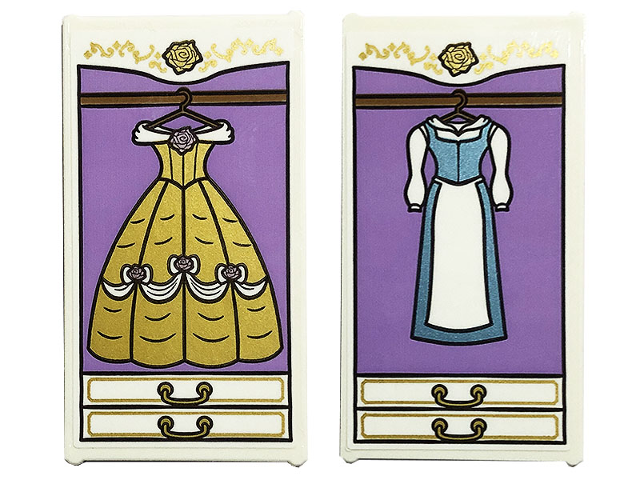 Glass for Window 1 x 4 x 6 Gold Roses, Drawers, Metallic Light Blue and Metallic Pink Dress Pattern on Both Sides (Stickers) - Set 43196