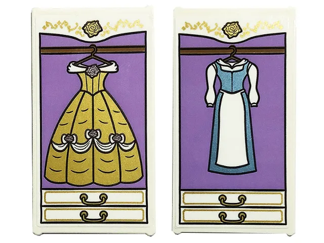 Glass for Window 1 x 4 x 6 Gold Roses, Drawers, Metallic Light Blue and Metallic Pink Dress Pattern on Both Sides (Stickers) - Set 43196