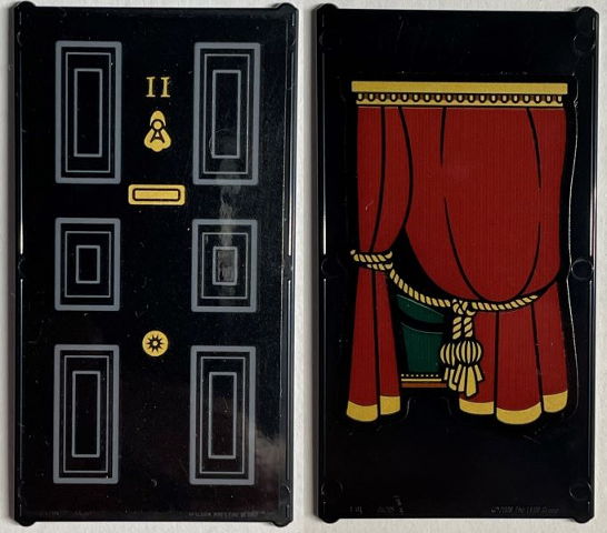 Glass for Window 1 x 4 x 6 Gold Number 11, Knocker, Letterbox and Dark Bluish Gray Panels / Red Curtain Pattern (Stickers) - Set 76408